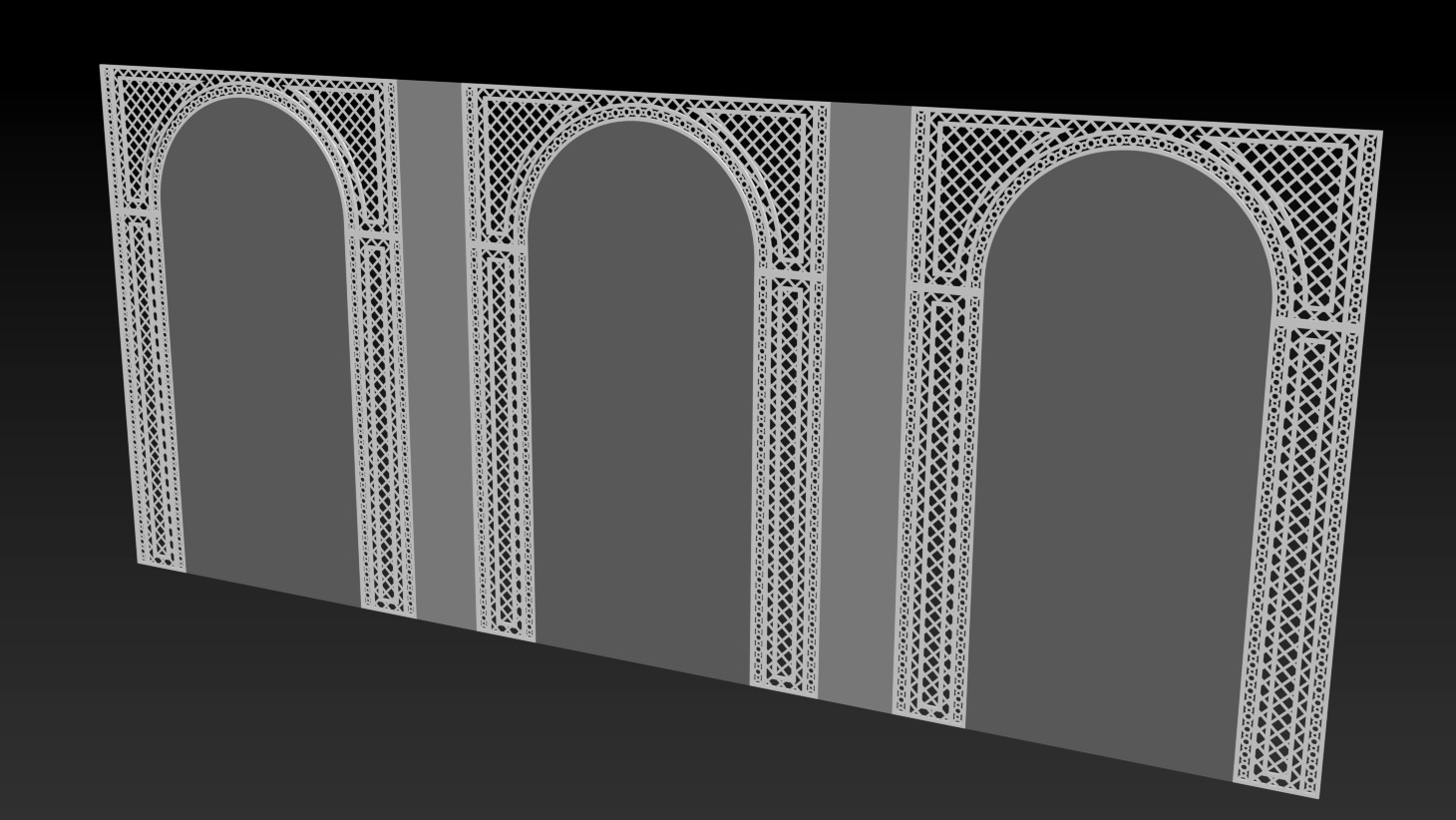 Decorative Iron Arch Wall  Jali  Panel   3D model_8