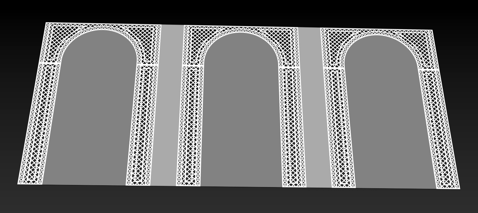 Decorative Iron Arch Wall  Jali  Panel   3D model_11