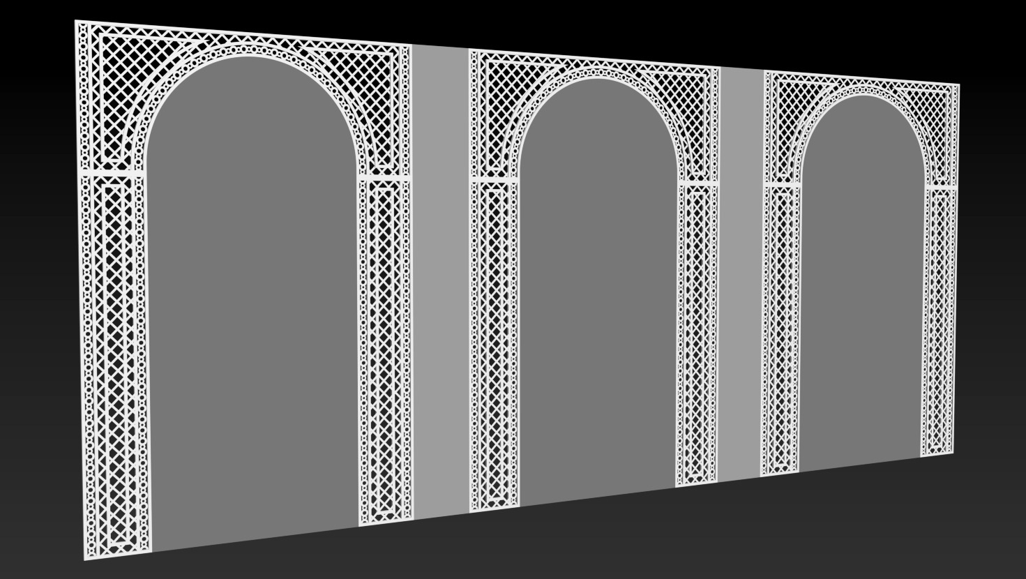 Decorative Iron Arch Wall  Jali  Panel   3D model_12