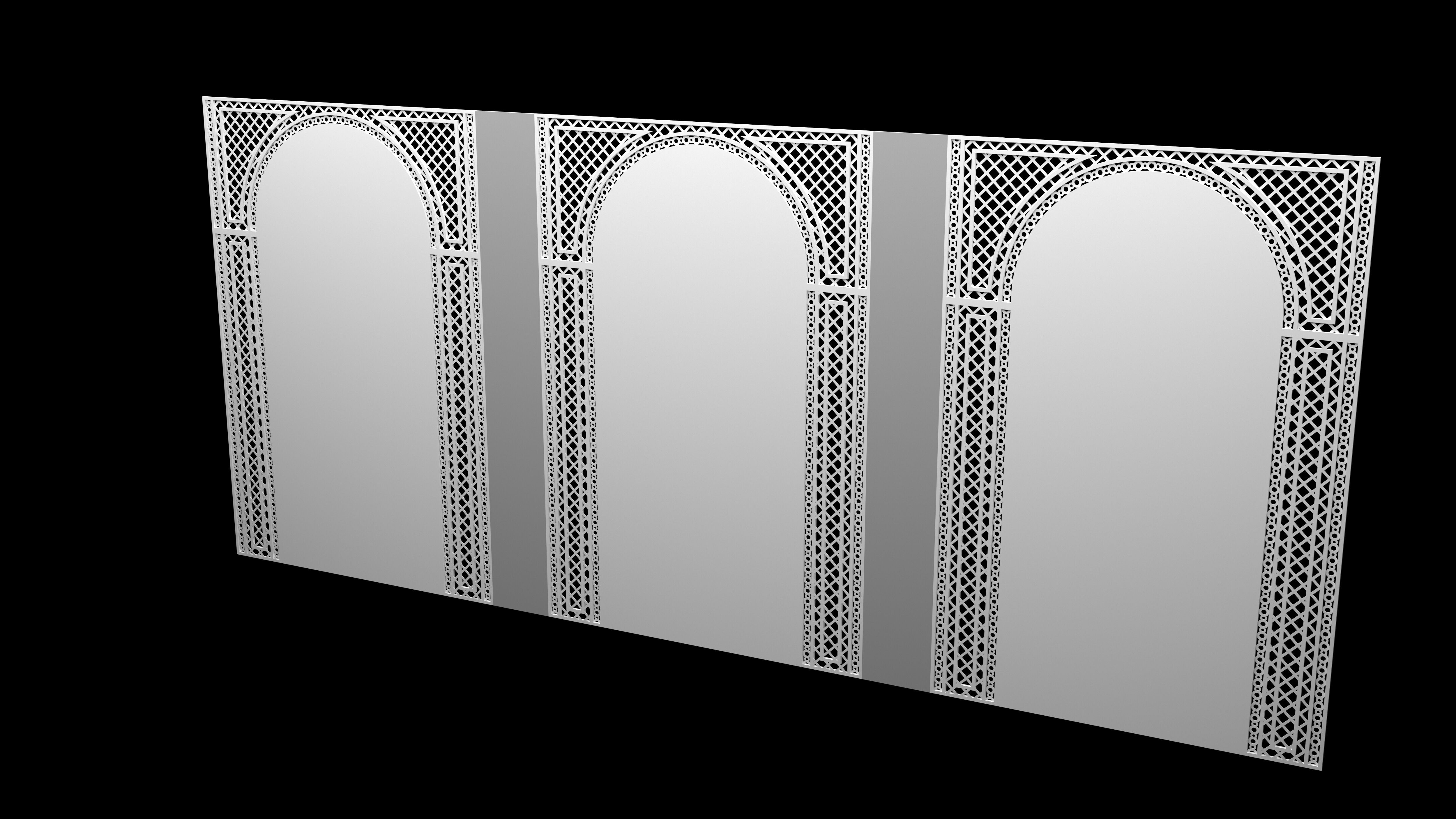 Decorative Iron Arch Wall  Jali  Panel   3D model_3