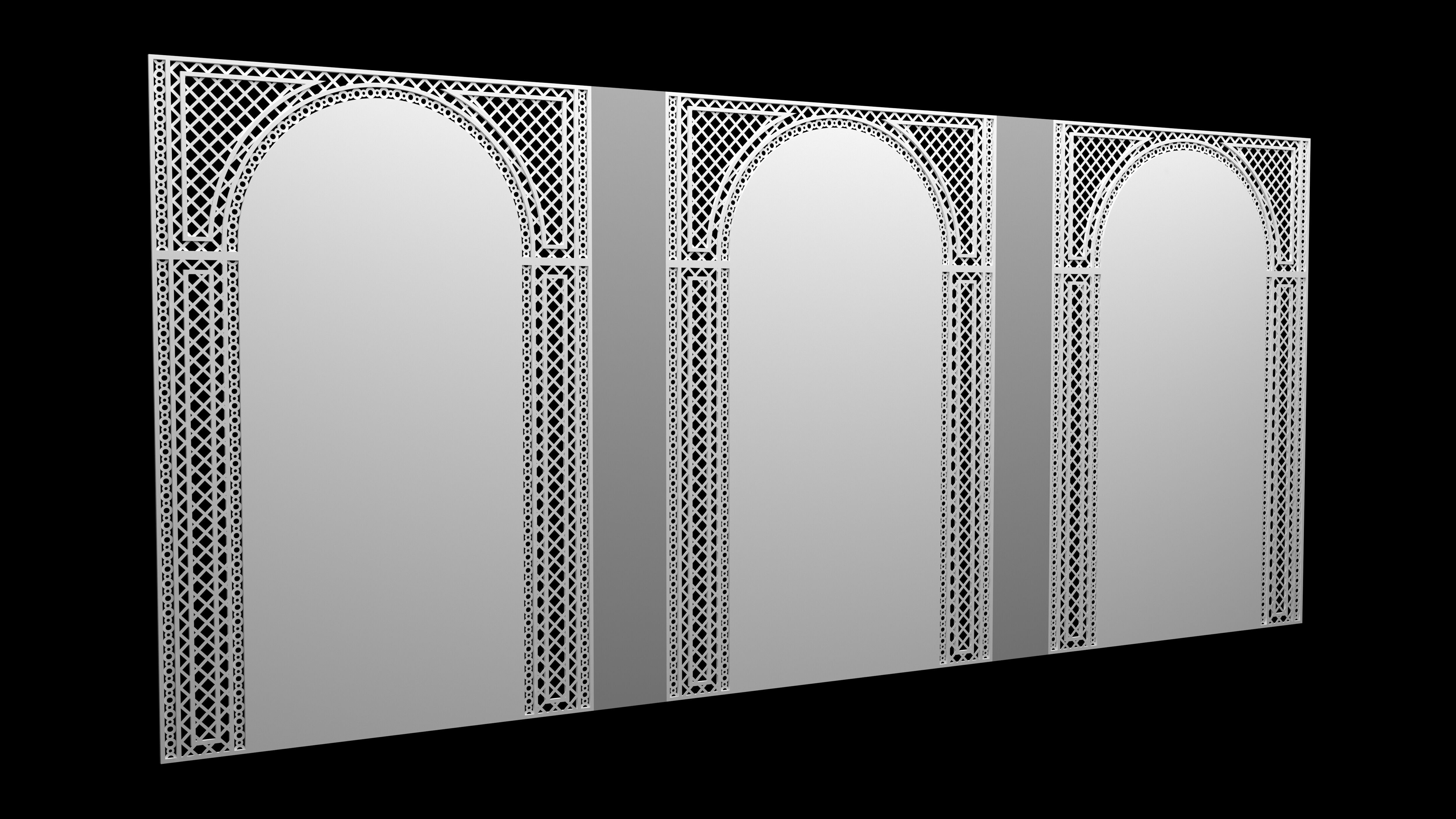 Decorative Iron Arch Wall  Jali  Panel   3D model_1