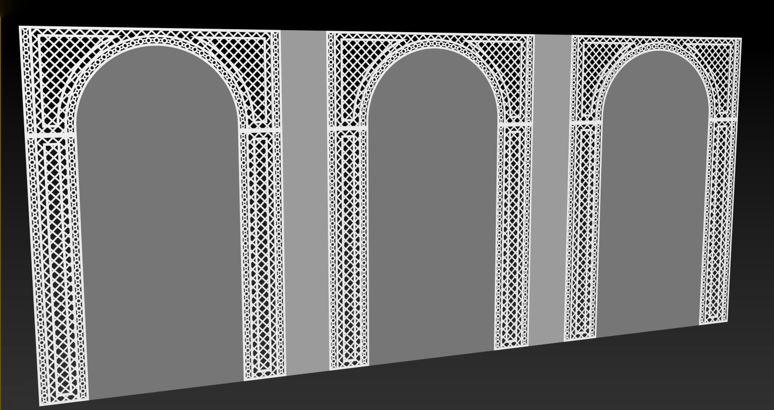 Decorative Iron Arch Wall  Jali  Panel   3D model_10
