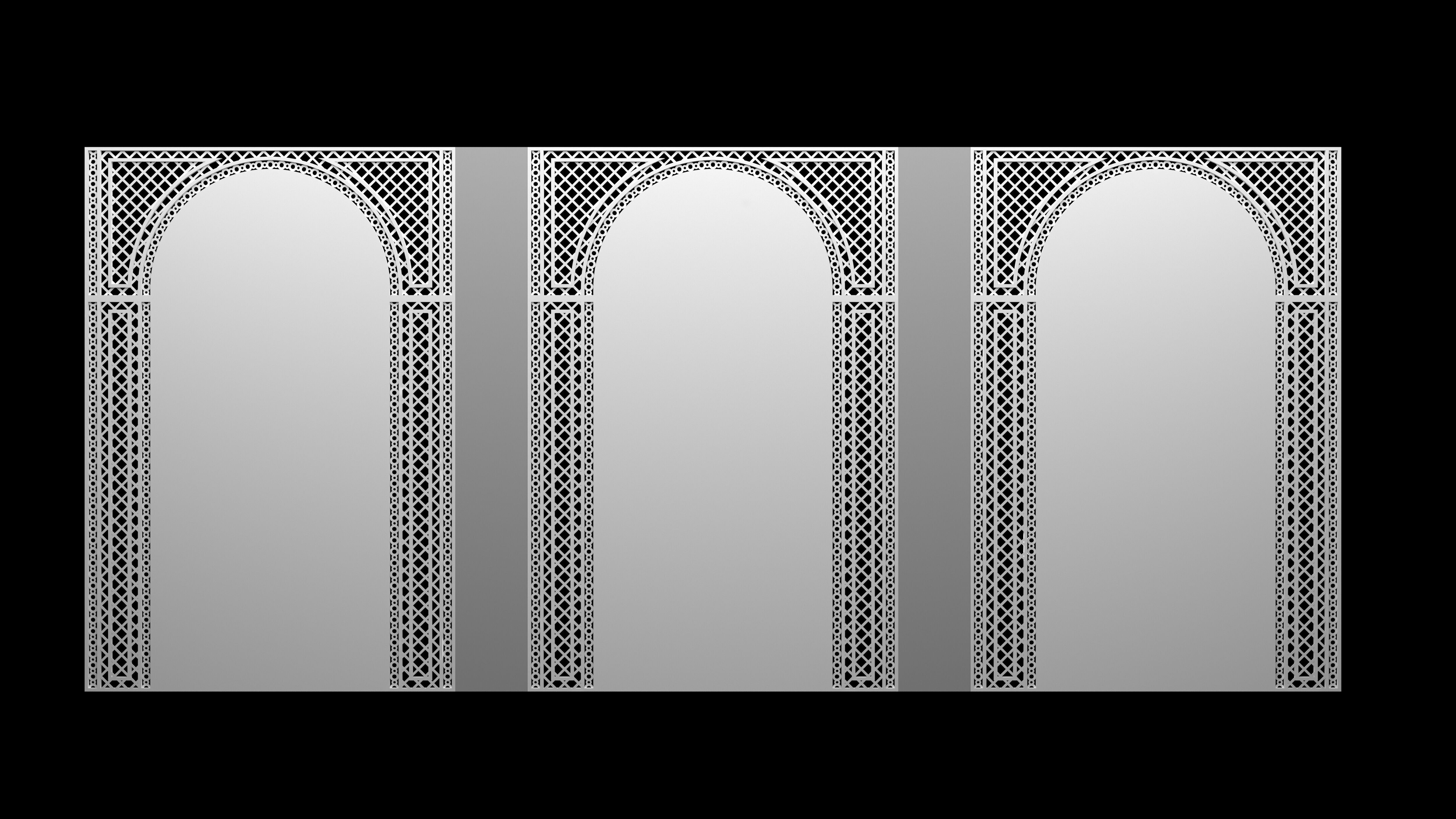 Decorative Iron Arch Wall  Jali  Panel   3D model_4