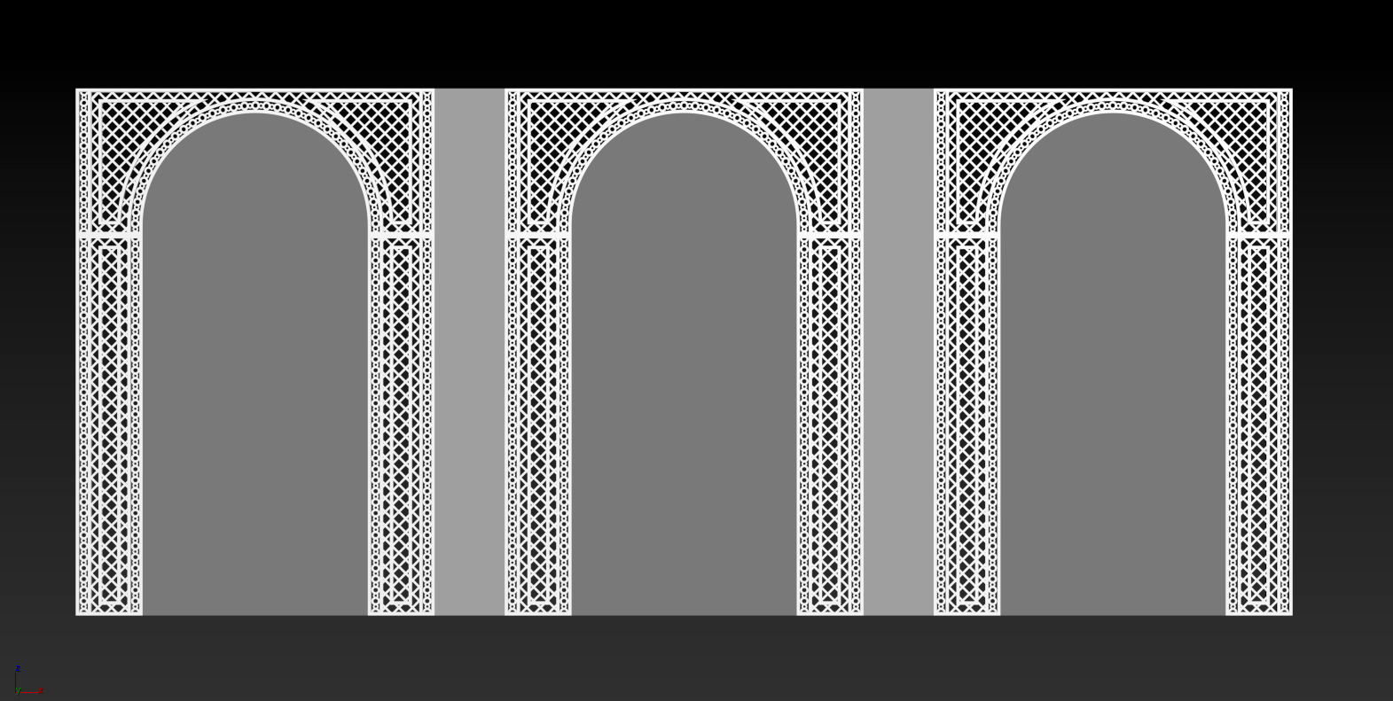 Decorative Iron Arch Wall  Jali  Panel   3D model_6