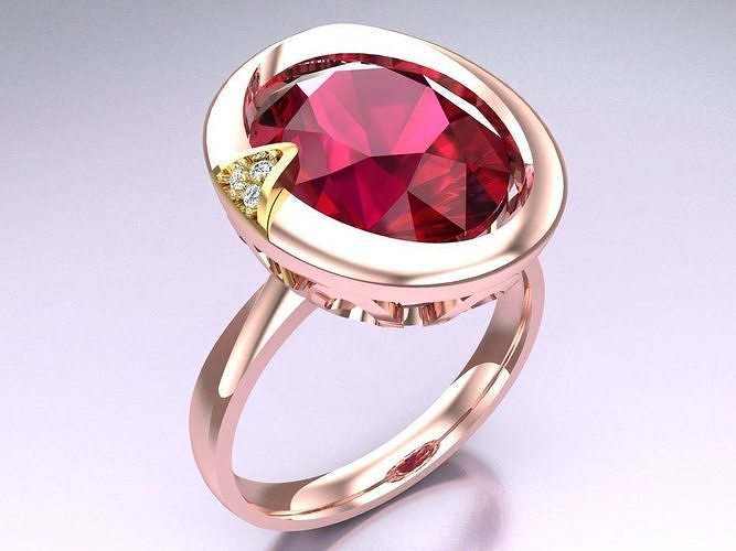 Oval stone ring - Womens  Rings - N326921  3D print model