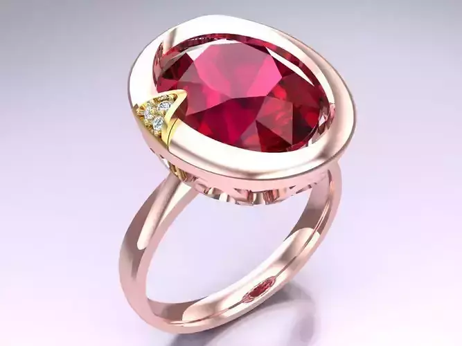 Oval stone ring - Womens  Rings - N326921  3D print model