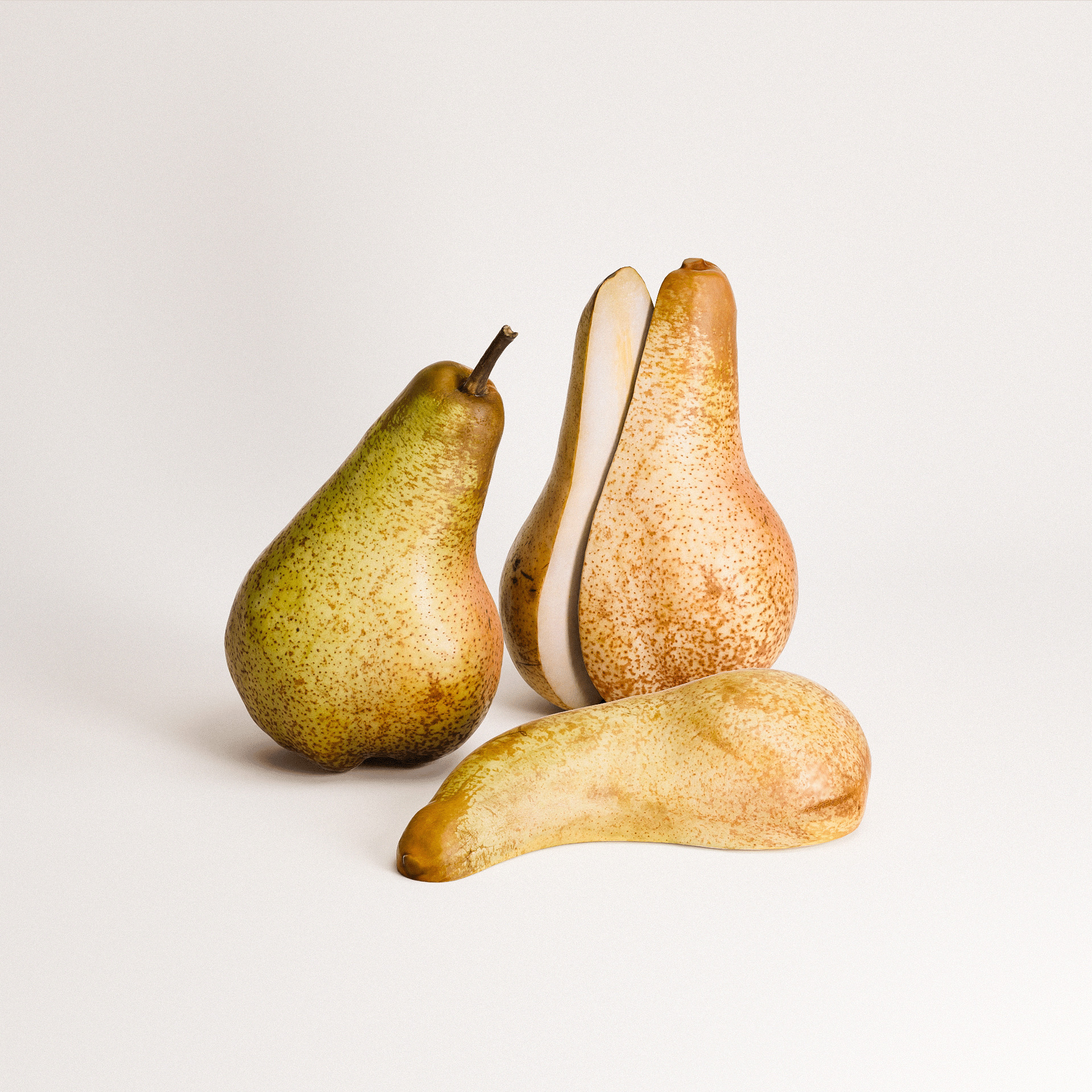 Pears Set 03 Low-poly 3D model_6