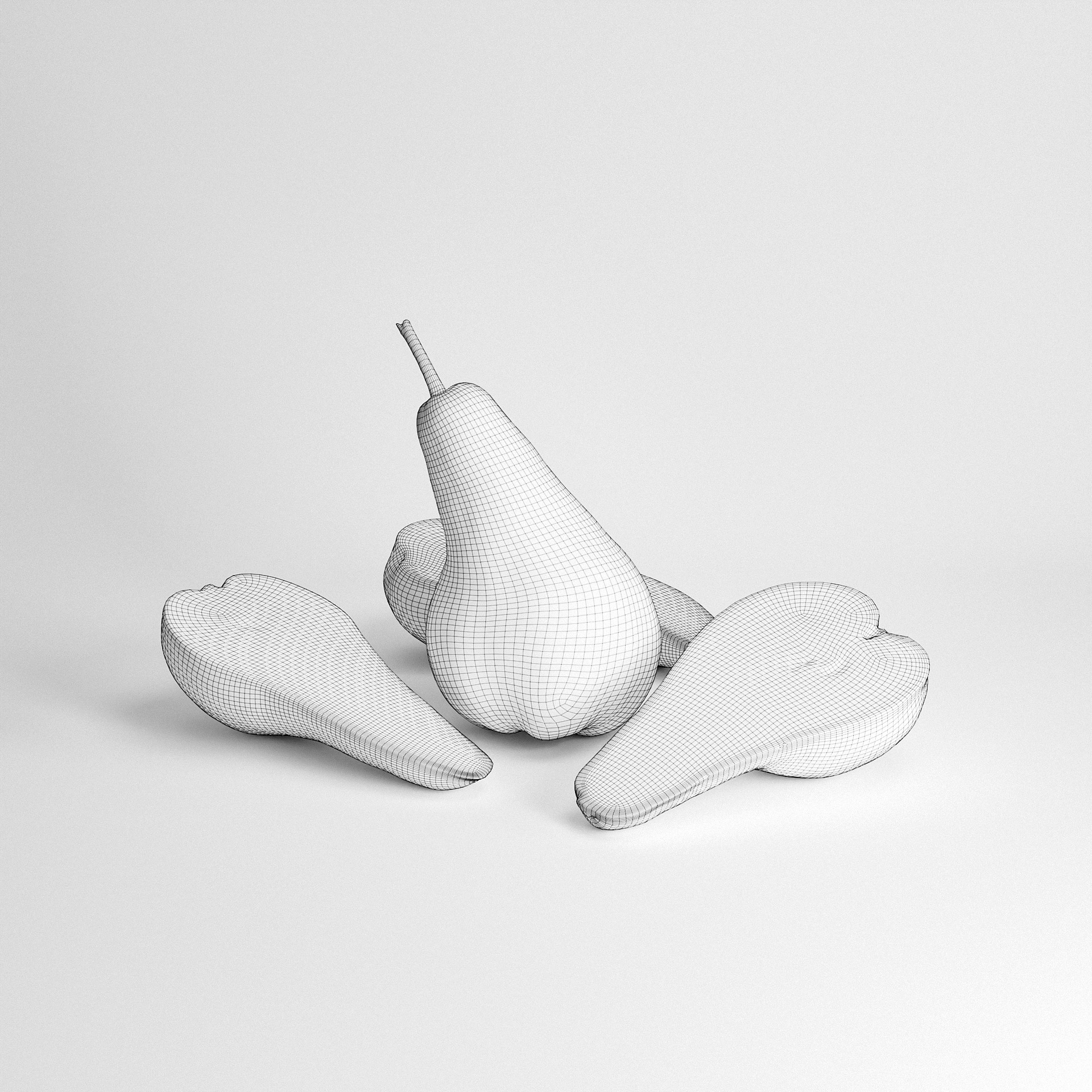 Pears Set 03 Low-poly 3D model_7