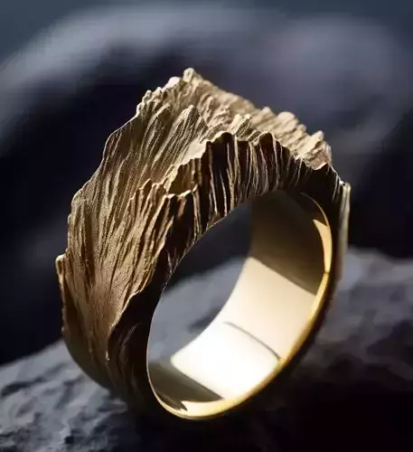 Mountain Texture Ring Organic 3D Printable Jewelry Model  3D print model