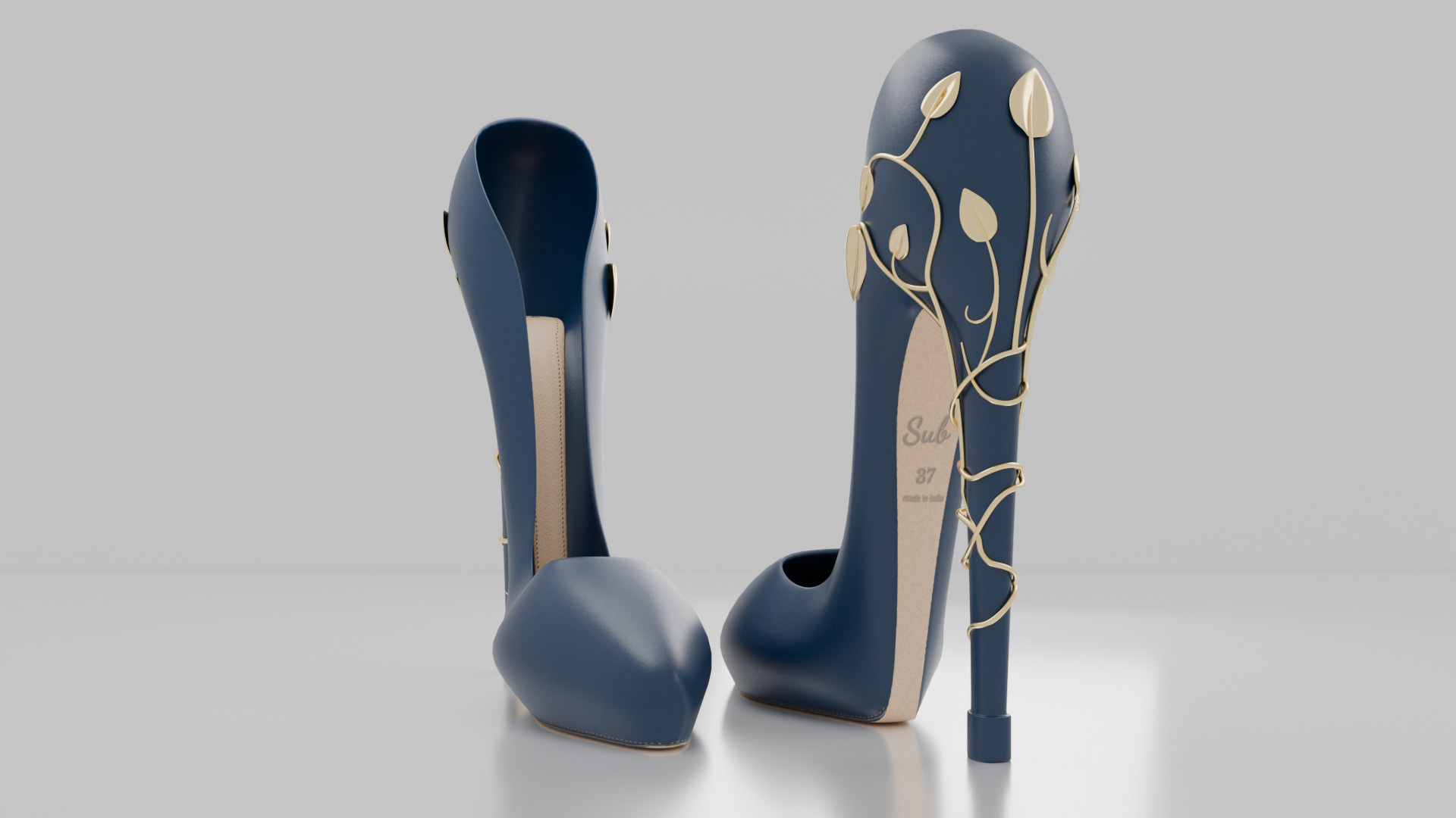 High Heels Women Shoes 3D model Low-poly 3D model_2
