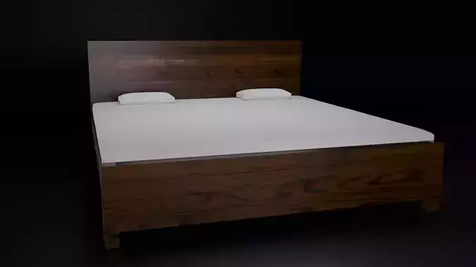 low poly double bed game ready  pbr textured