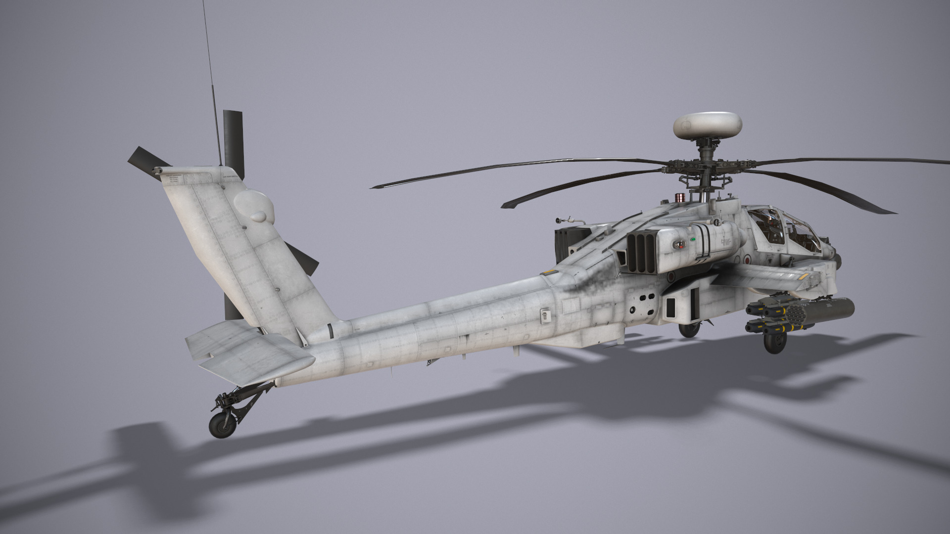 Helicopter Apache AH-64D Blank Livery Low-poly 3D model_4