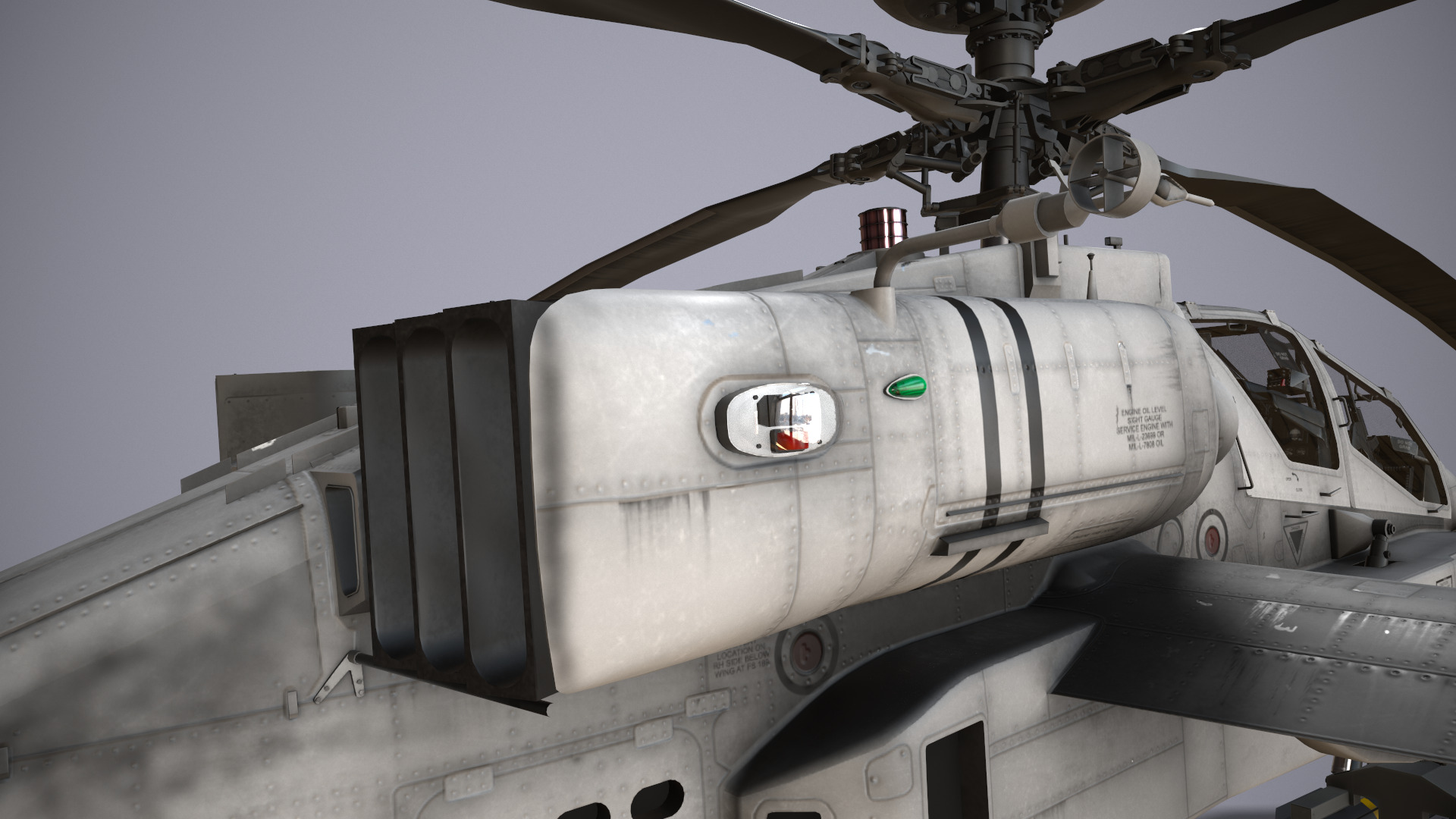 Helicopter Apache AH-64D Blank Livery Low-poly 3D model_8