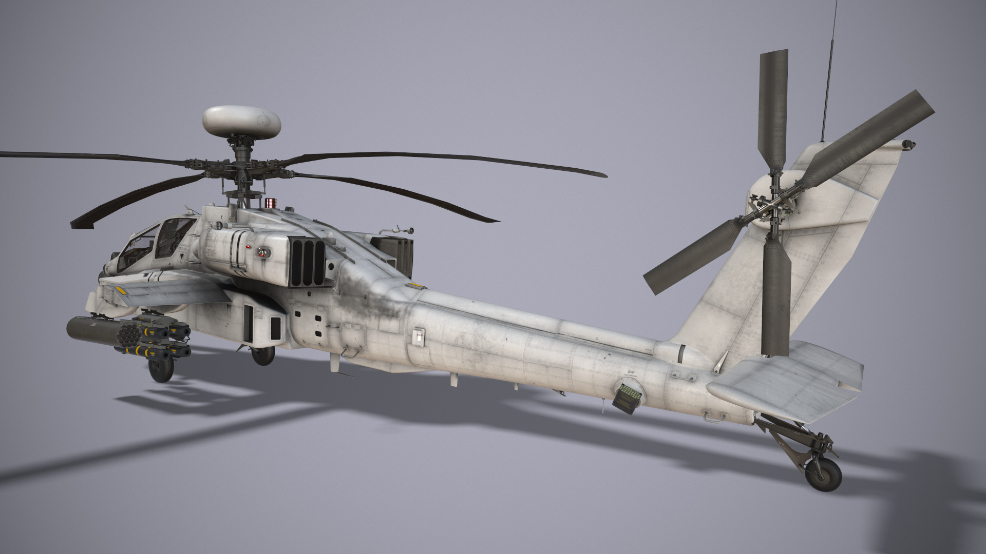 Helicopter Apache AH-64D Blank Livery Low-poly 3D model_3