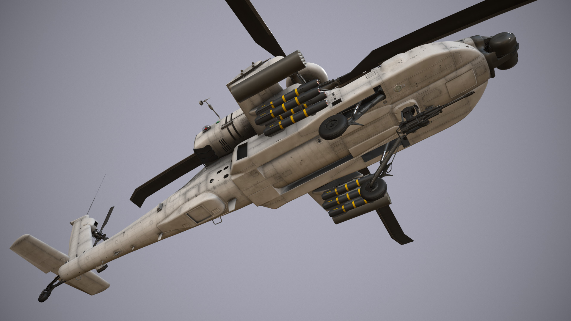 Helicopter Apache AH-64D Blank Livery Low-poly 3D model_6