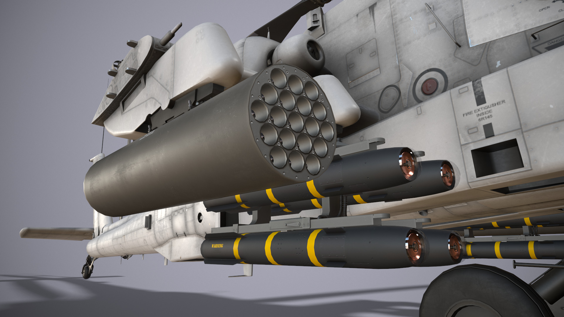 Helicopter Apache AH-64D Blank Livery Low-poly 3D model_9