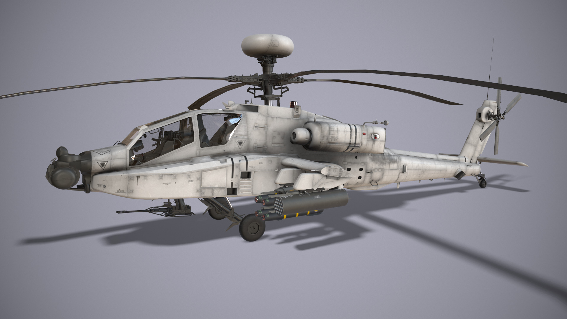 Helicopter Apache AH-64D Blank Livery Low-poly 3D model_2