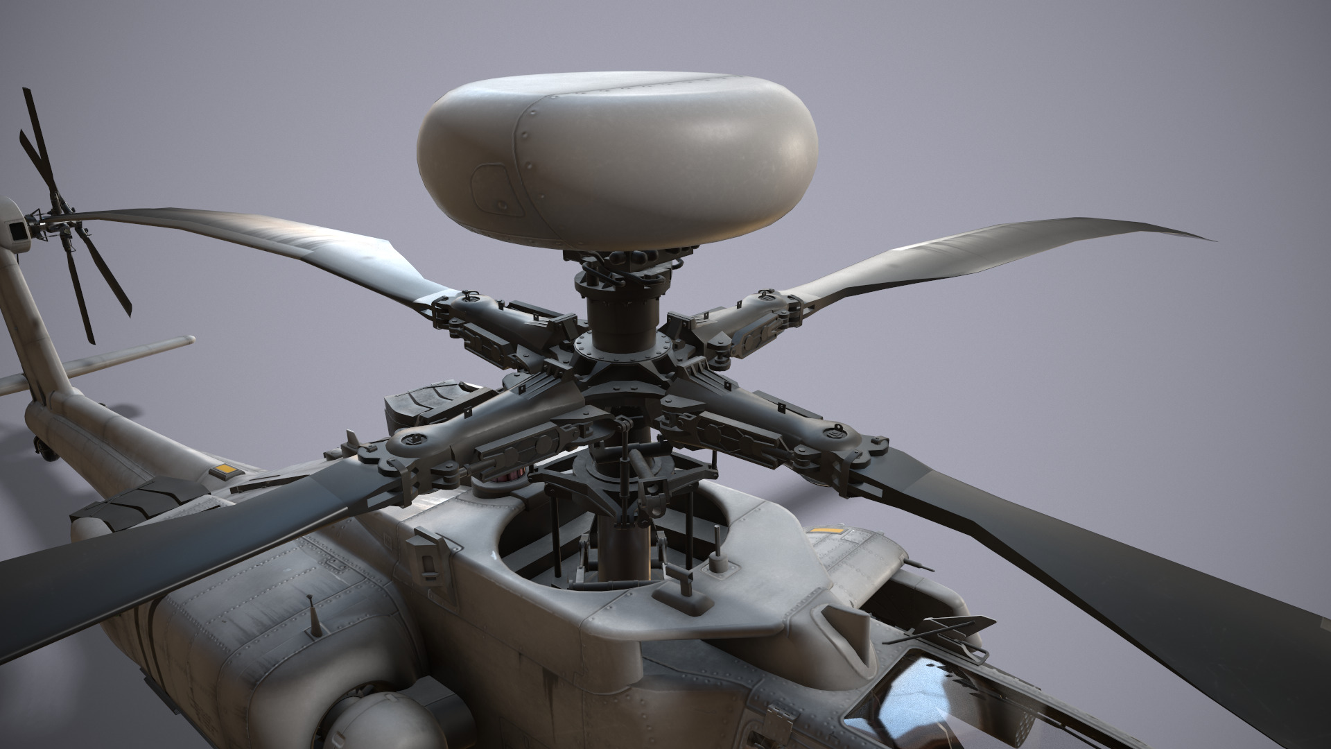 Helicopter Apache AH-64D Blank Livery Low-poly 3D model_7