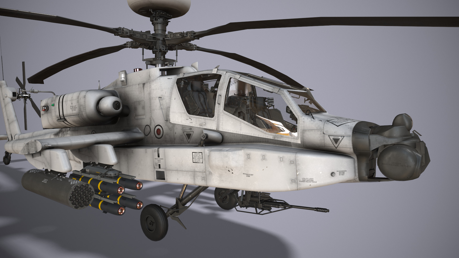 Helicopter Apache AH-64D Blank Livery Low-poly 3D model_5