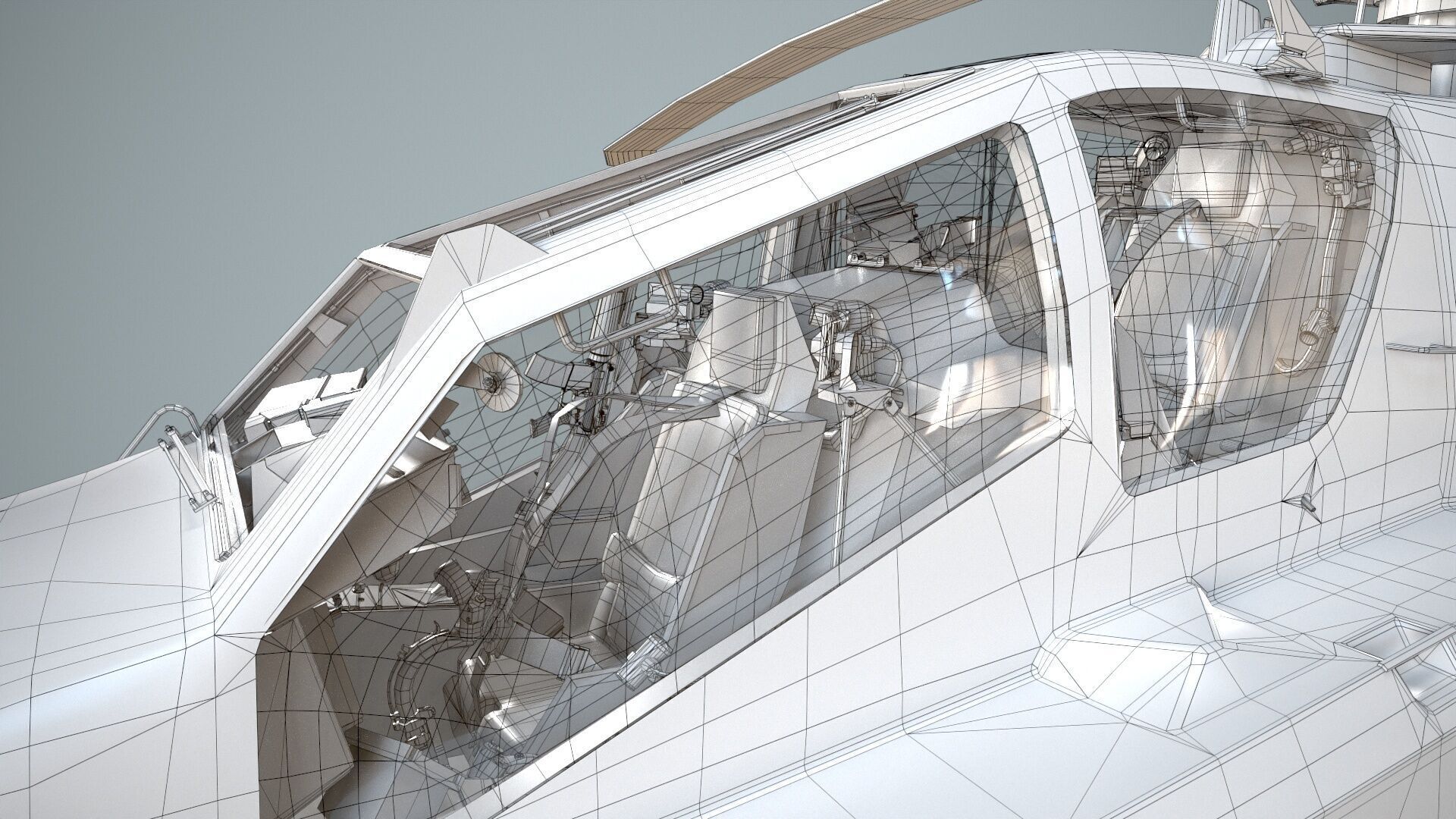 Helicopter Apache AH-64D Blank Livery Low-poly 3D model_18