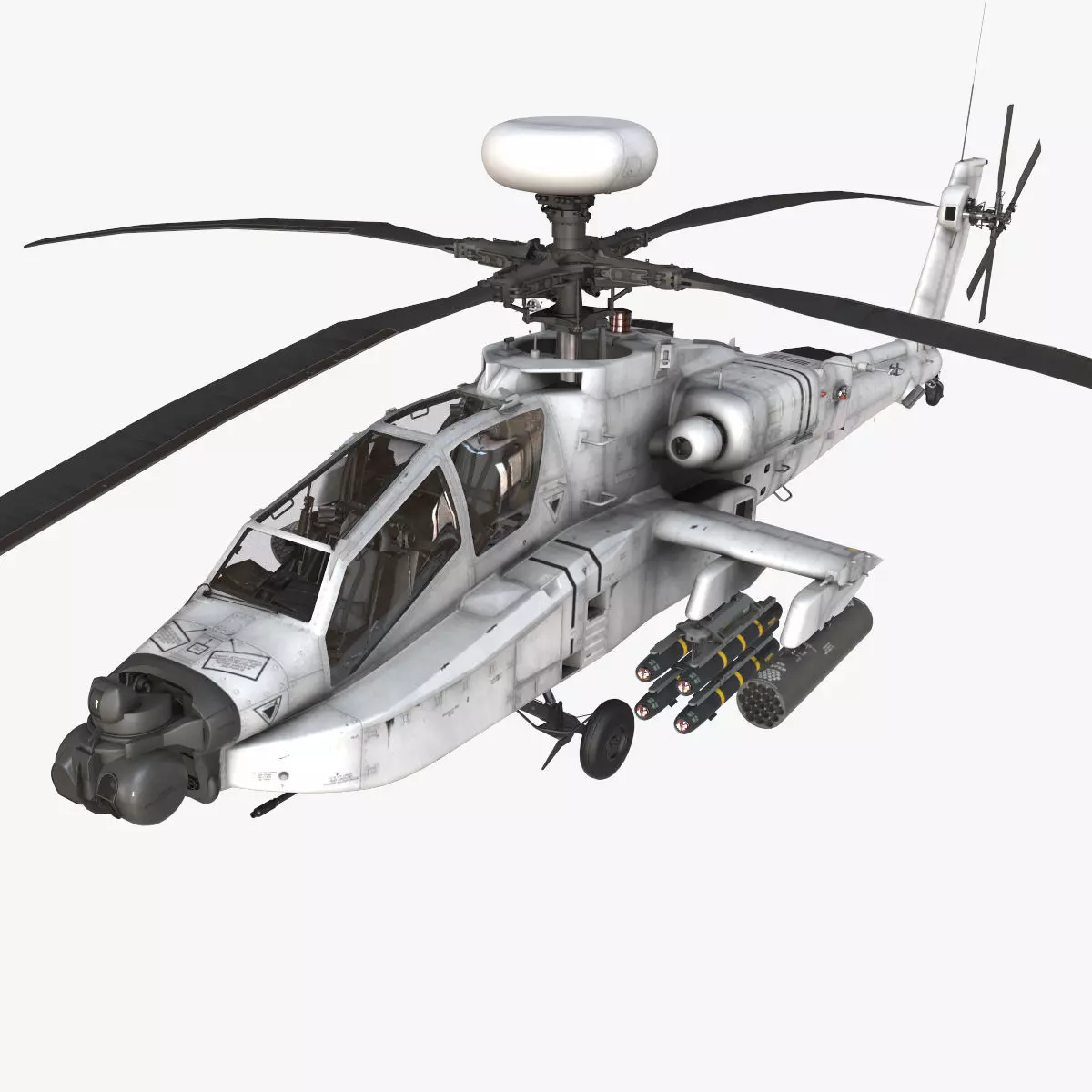 Helicopter Apache AH-64D Blank Livery Low-poly 3D model_0