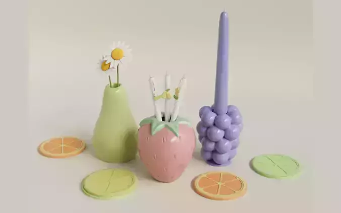 Fruit-Shaped Vase Decor Set 