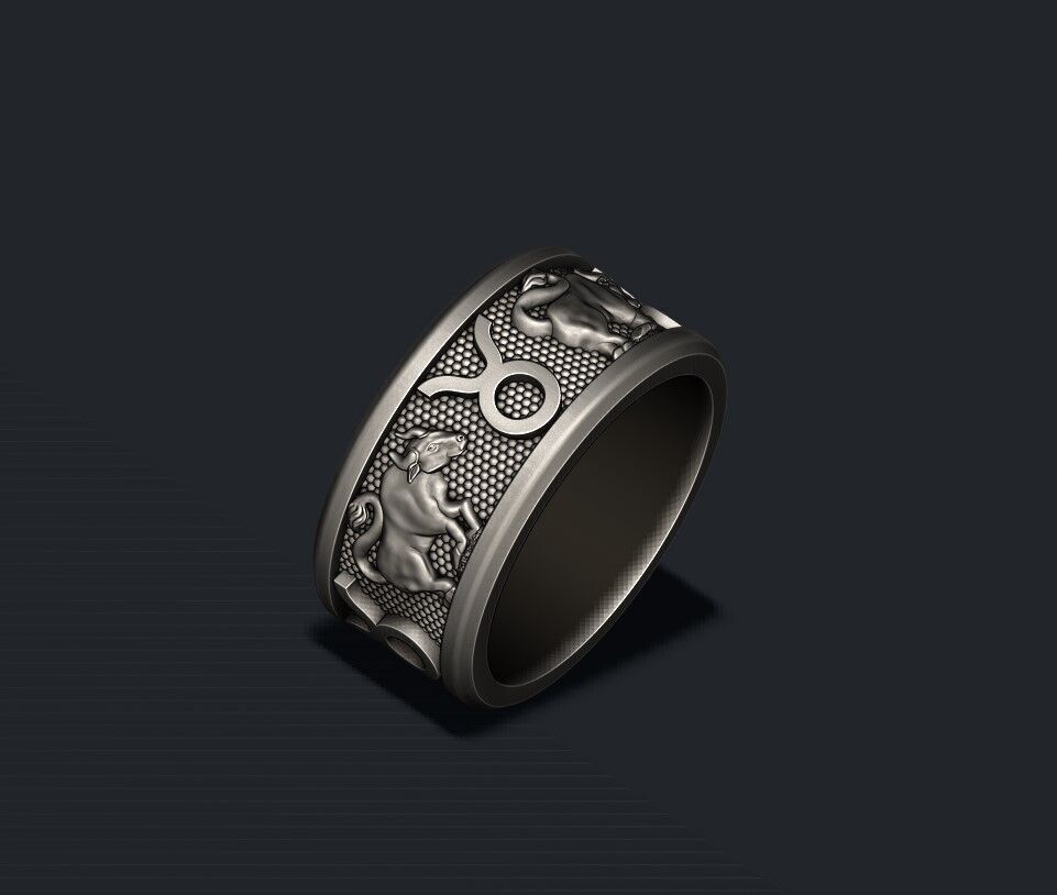 zodiac Taurus Bull lite ring 3D print model_1