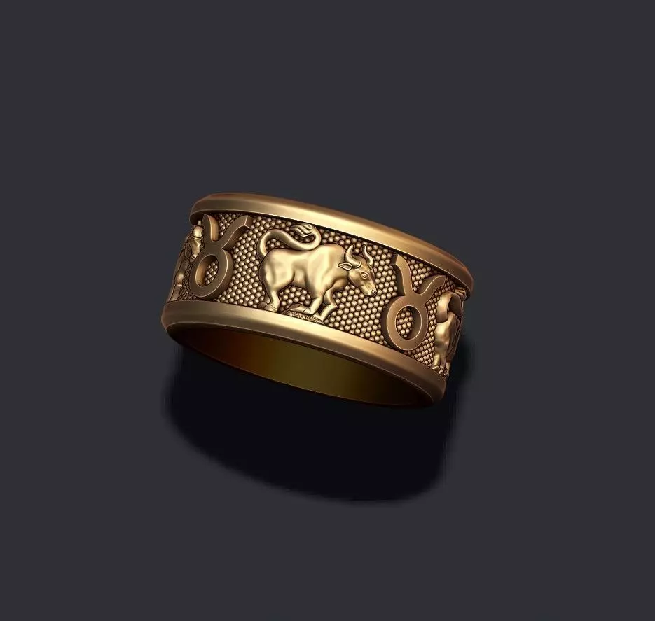 zodiac Taurus Bull lite ring 3D print model_0
