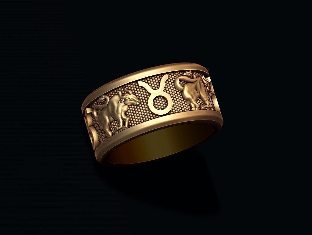 zodiac Taurus Bull lite ring 3D print model_2