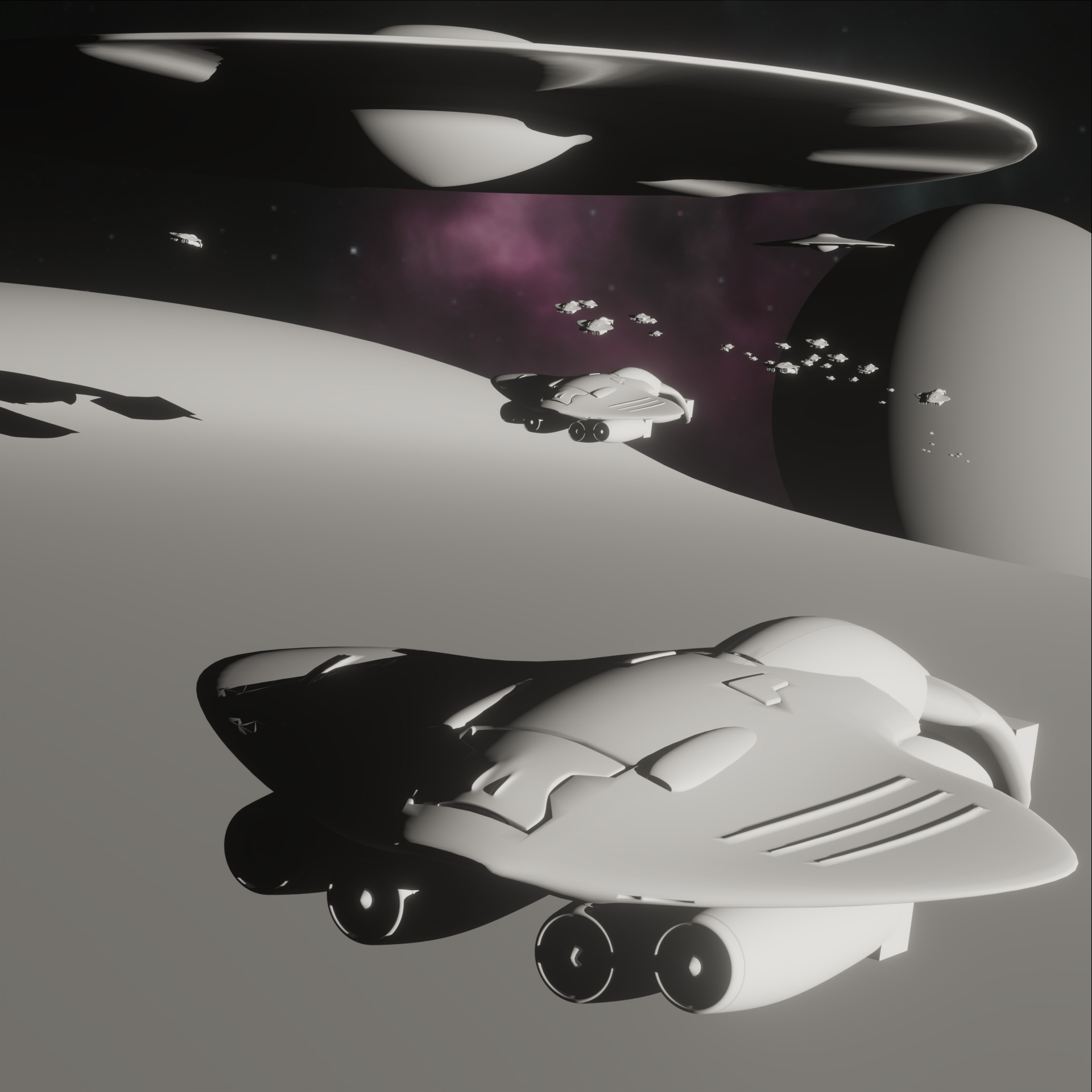 Space ships in space 3D model_1