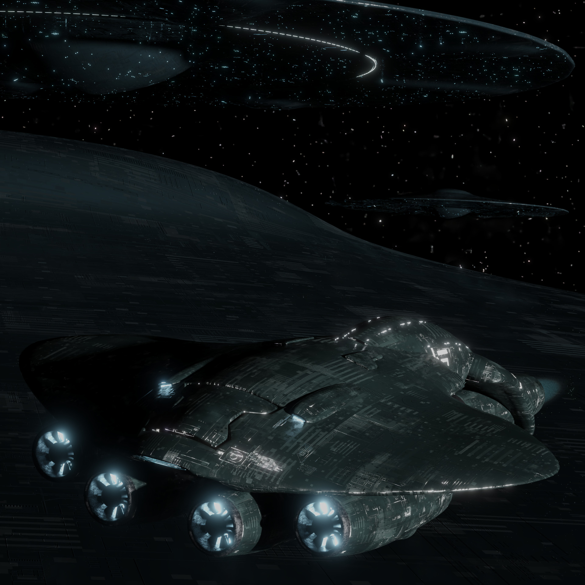 Space ships in space 3D model_8