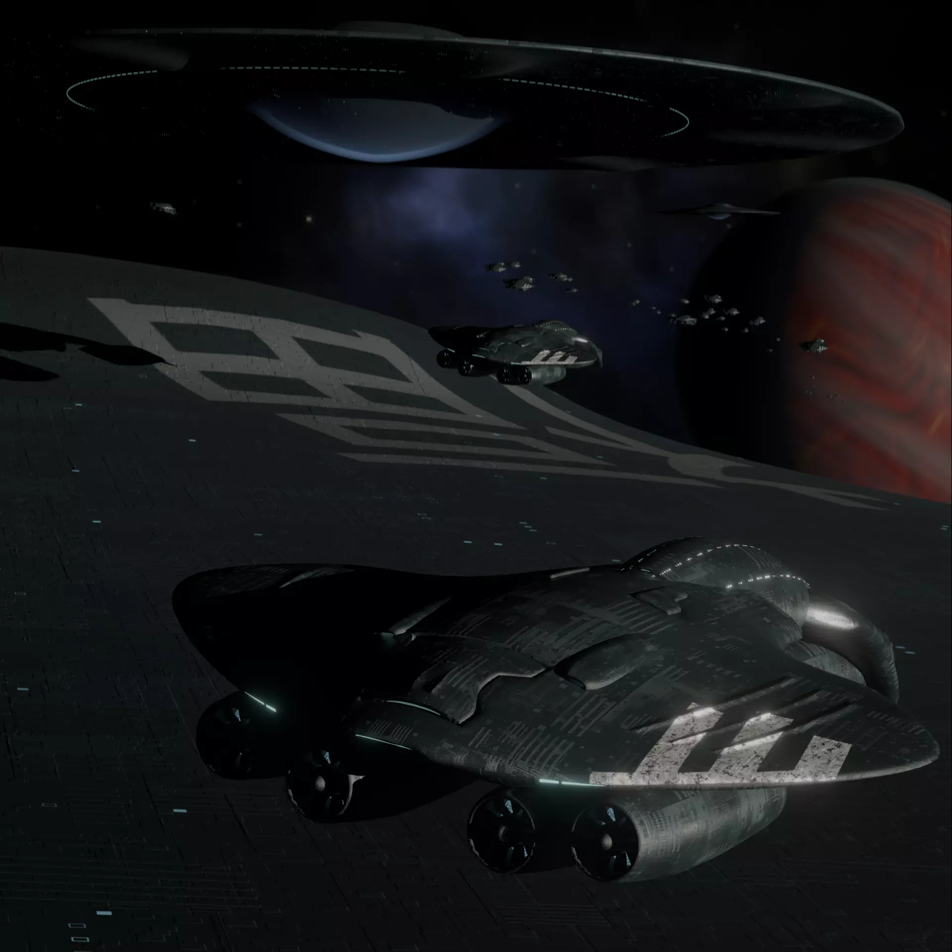 Space ships in space 3D model_0