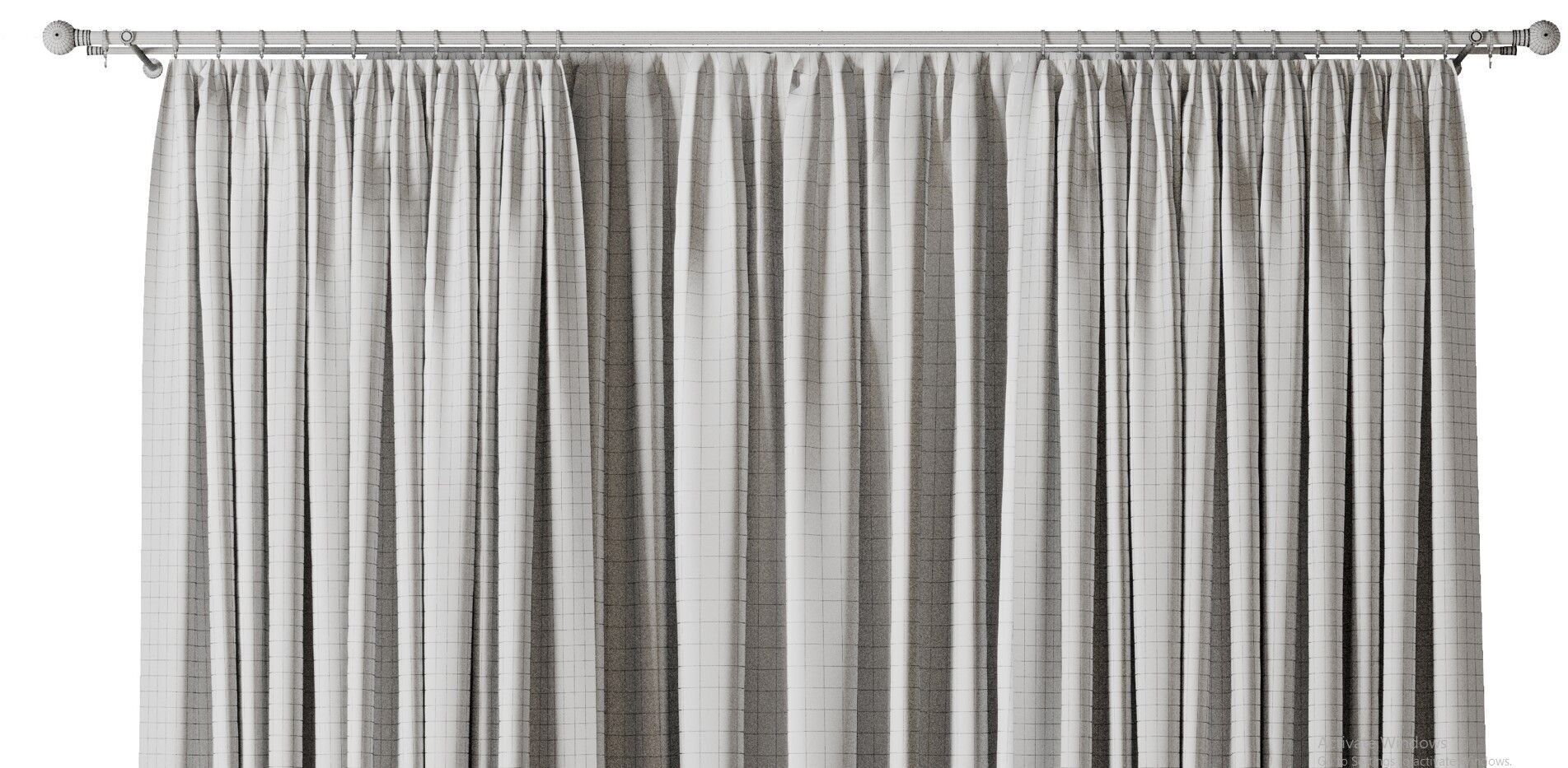 Rod Curtains with Gray Curtains 23 HBH Low-poly 3D model_10