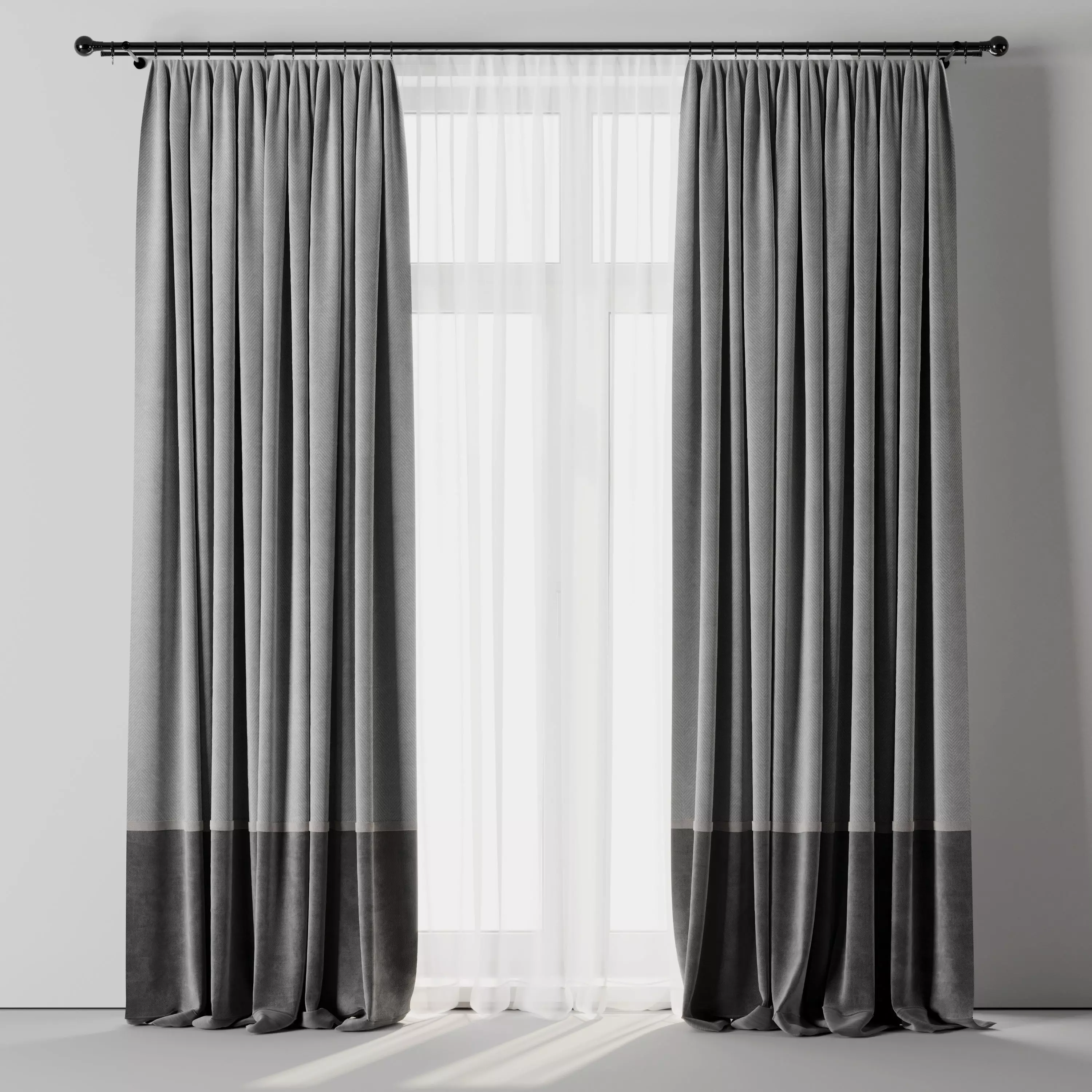 Rod Curtains with Gray Curtains 23 HBH Low-poly 3D model_0