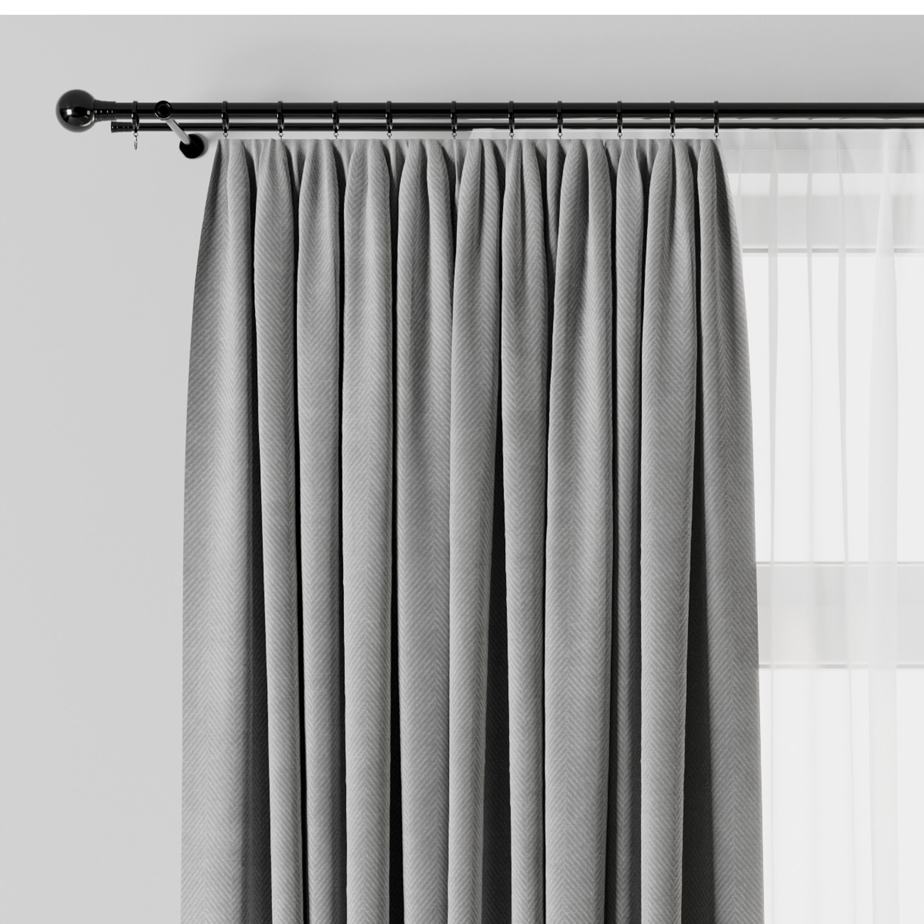 Rod Curtains with Gray Curtains 23 HBH Low-poly 3D model_3