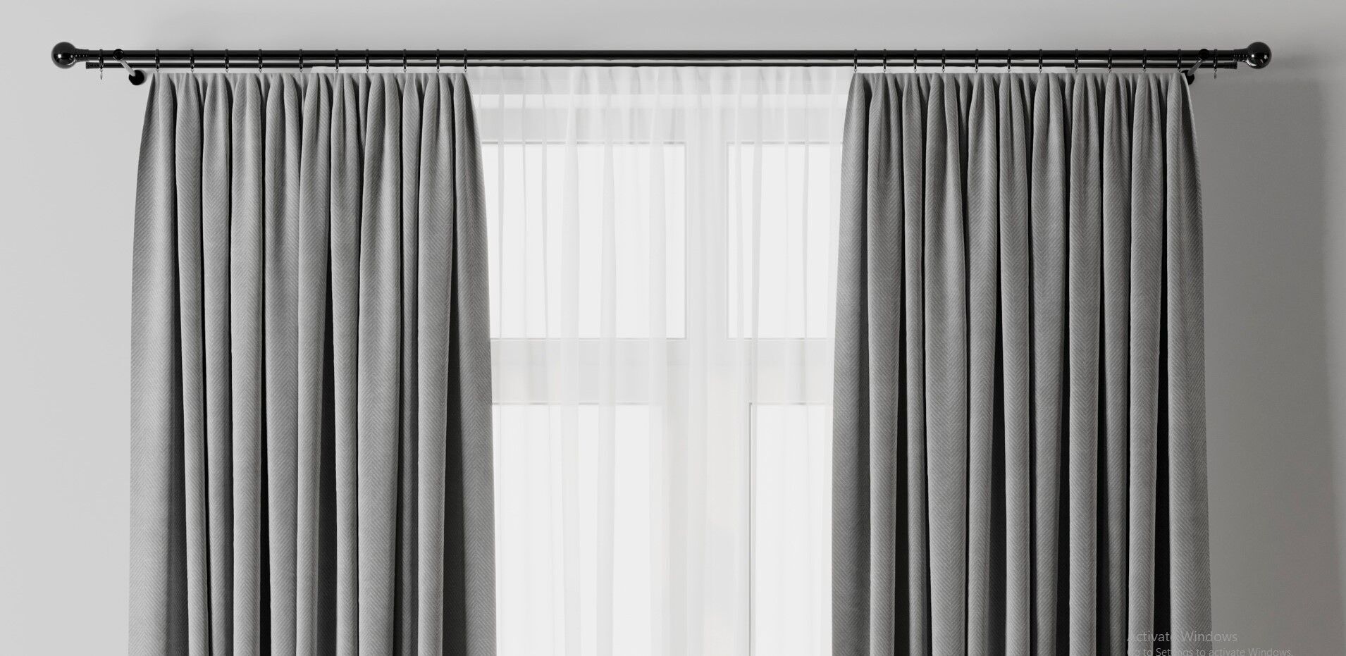 Rod Curtains with Gray Curtains 23 HBH Low-poly 3D model_5