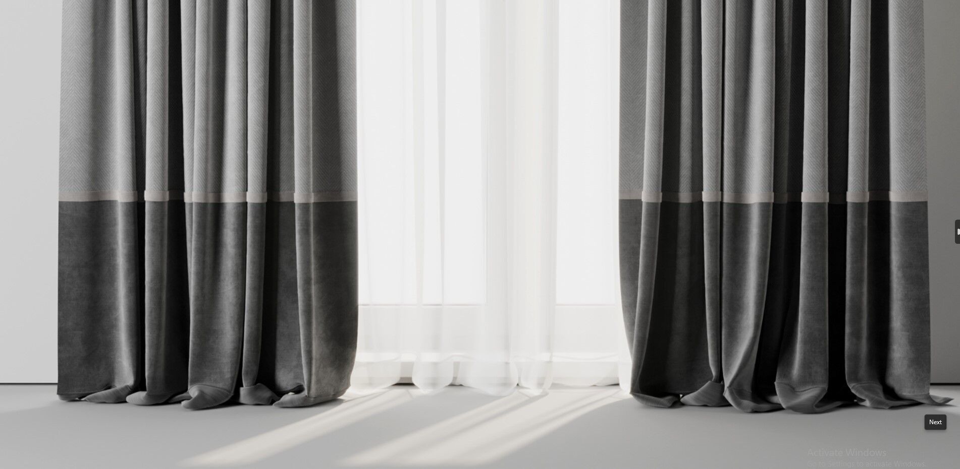 Rod Curtains with Gray Curtains 23 HBH Low-poly 3D model_8