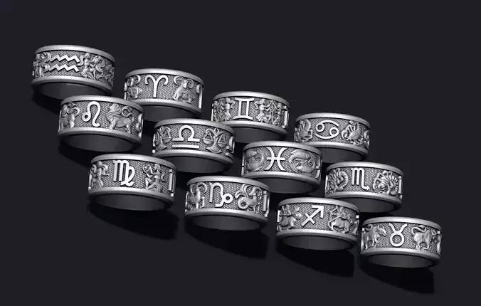 jewellery horoscope signes lite rings pack set