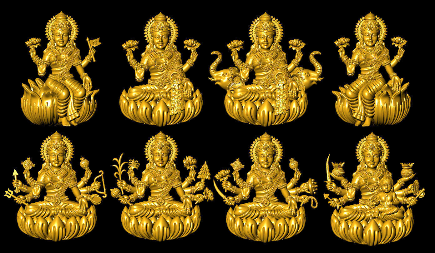 Asth laxmi ji 2D full solid  3D print model_9