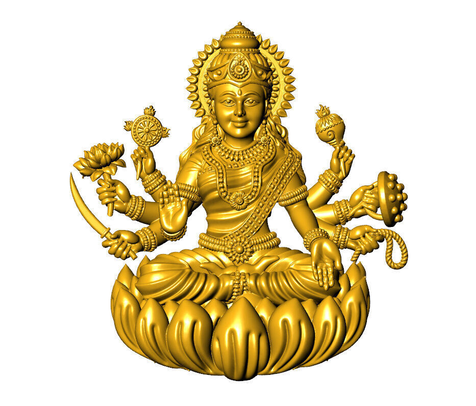 Asth laxmi ji 2D full solid  3D print model_7