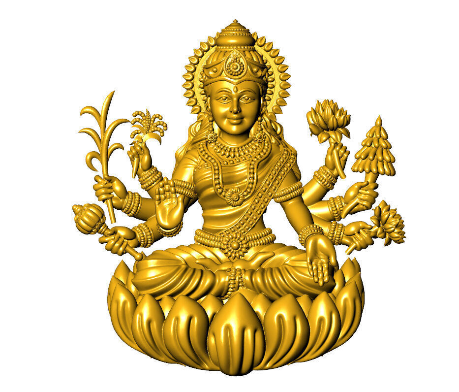 Asth laxmi ji 2D full solid  3D print model_6