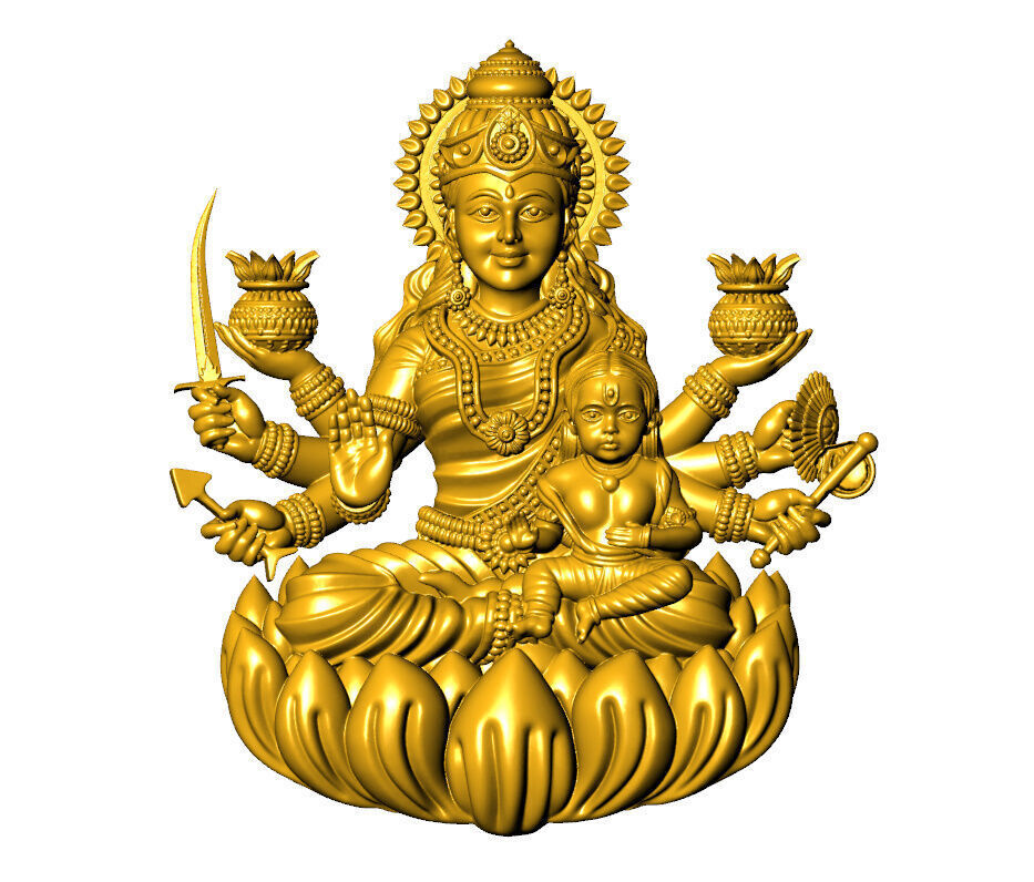 Asth laxmi ji 2D full solid  3D print model_8