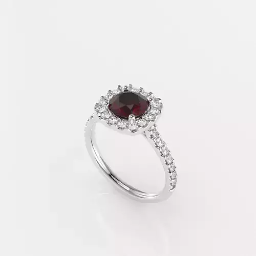 Cushion Halo Ring - 1 ct with 1 point 5 mm melee stones