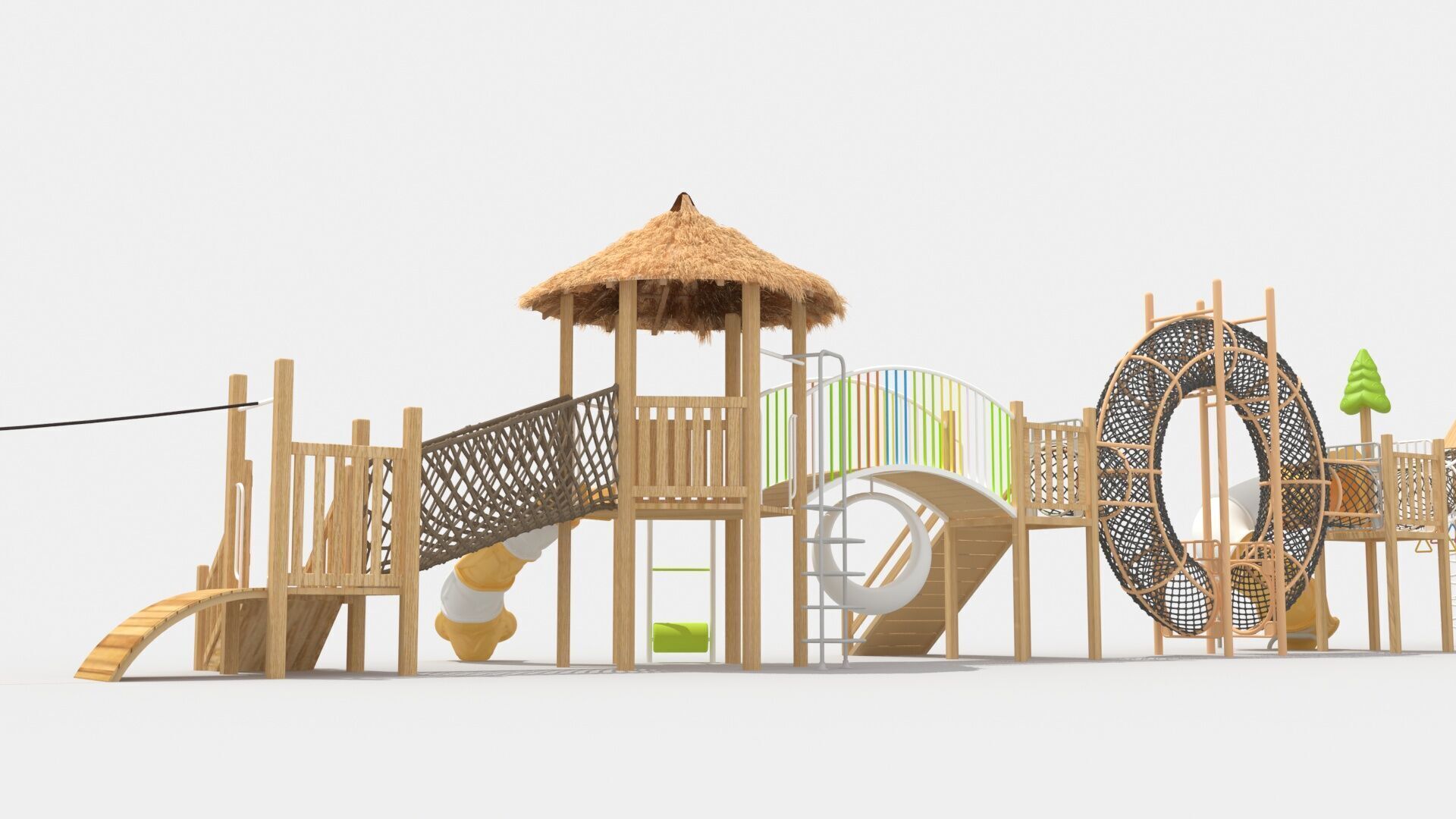 Wooden cabin challenge combination playground 3D model_7
