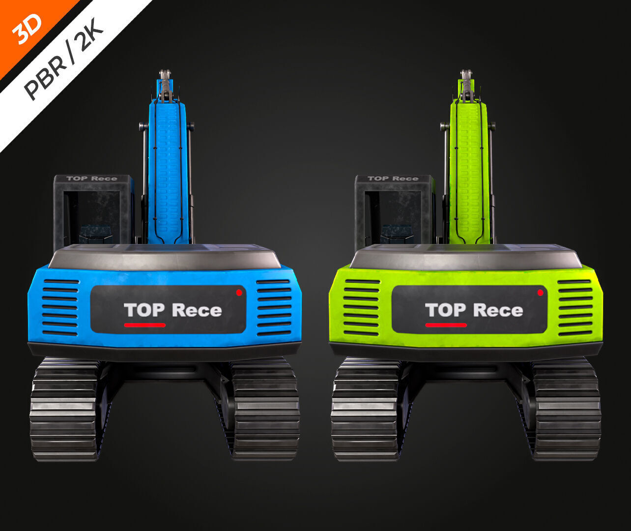 Excavator Low-poly 3D model_10