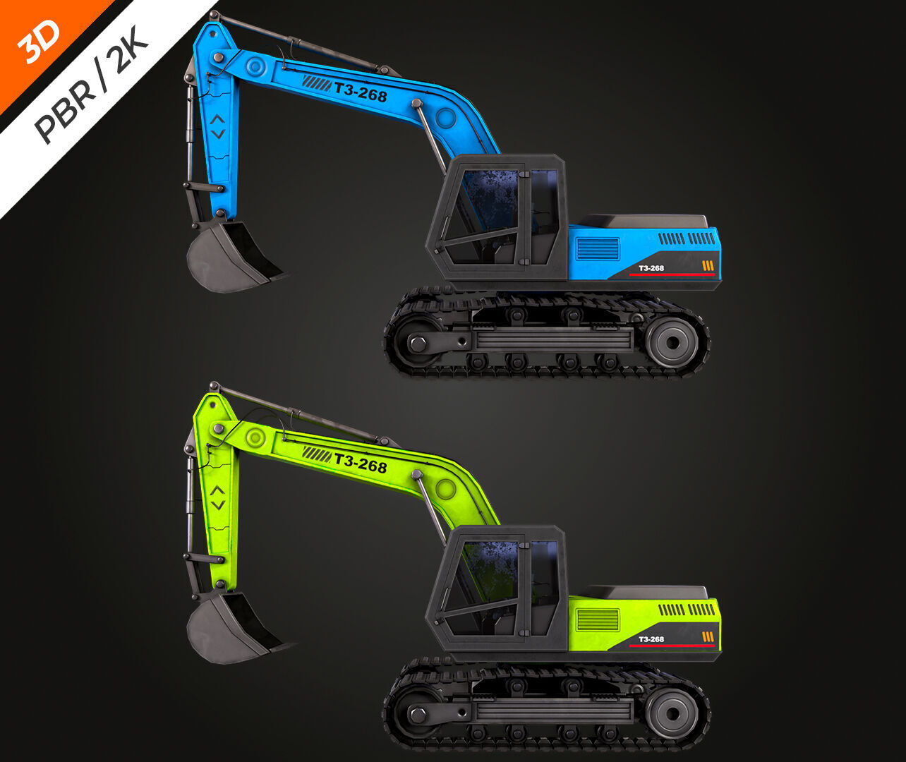 Excavator Low-poly 3D model_7