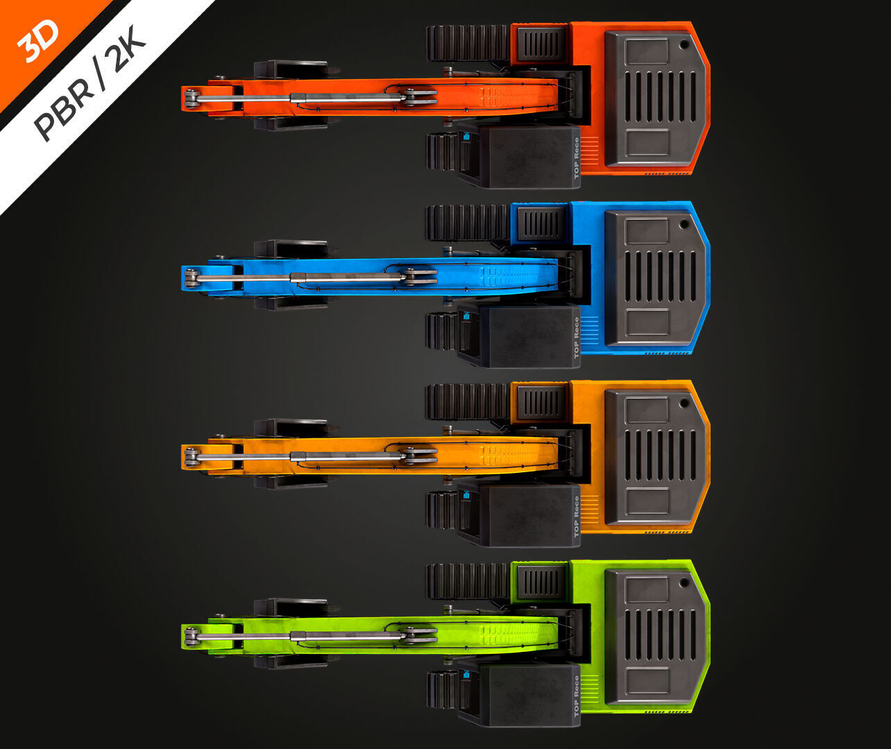 Excavator Low-poly 3D model_8