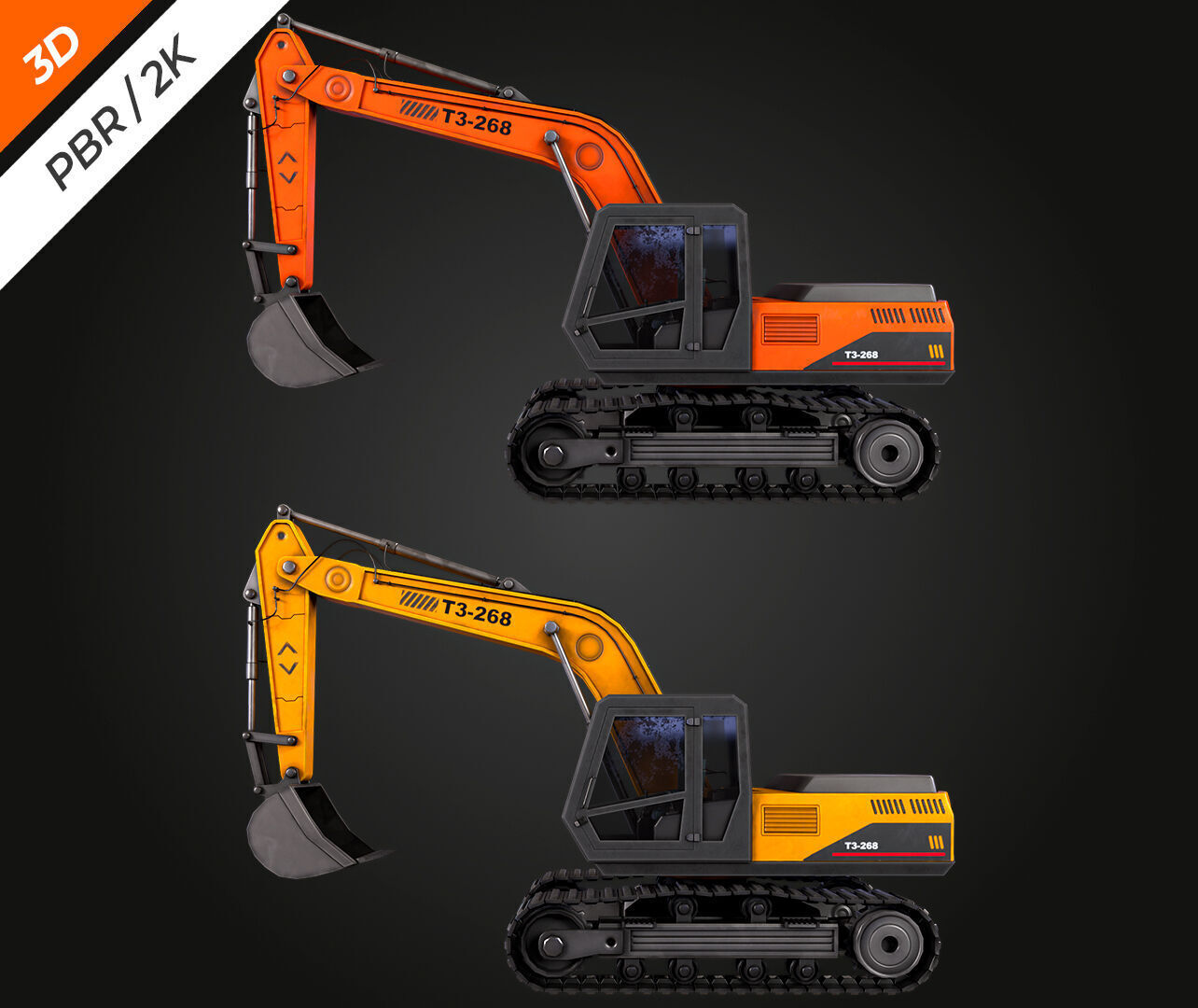 Excavator Low-poly 3D model_6