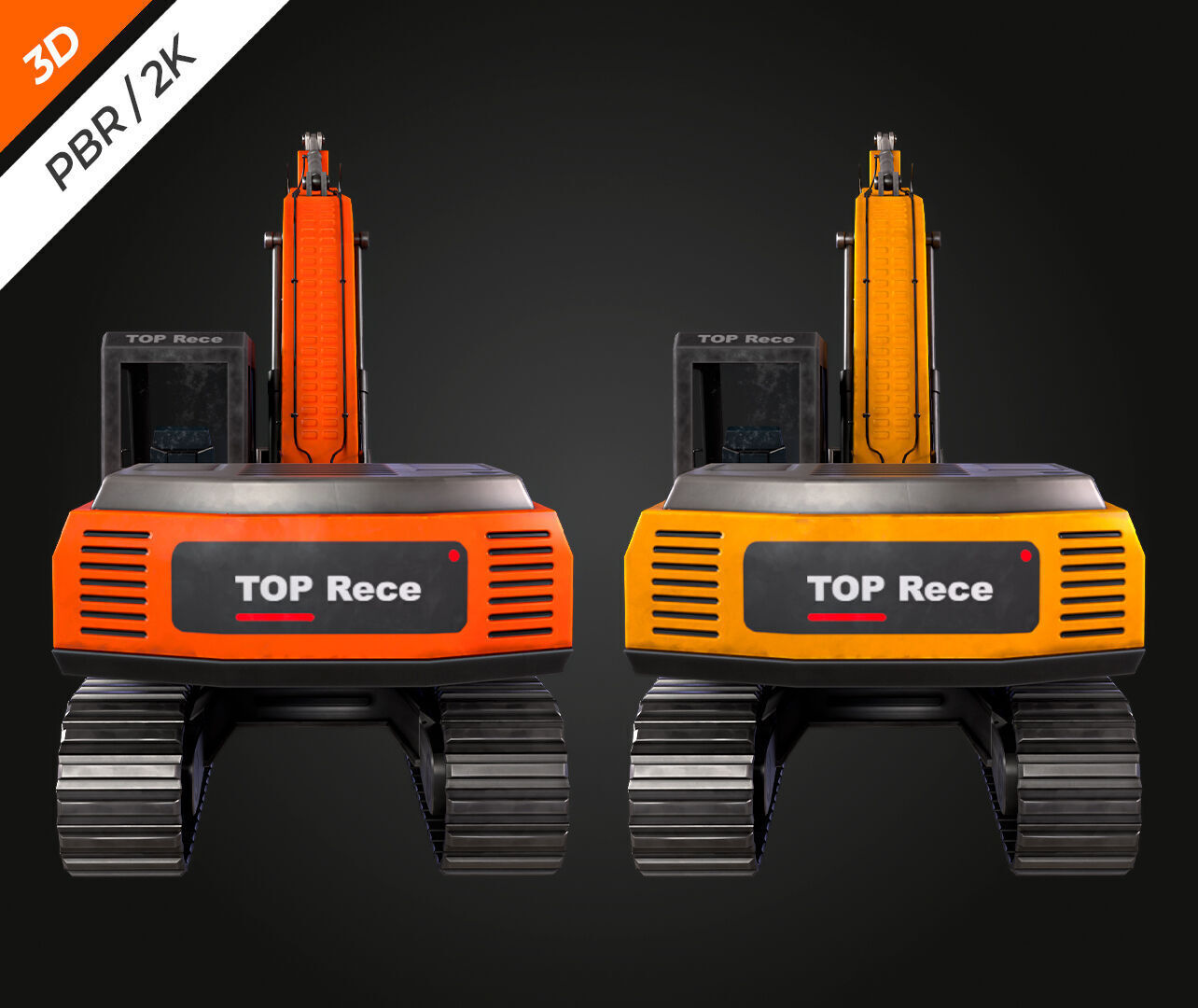 Excavator Low-poly 3D model_9