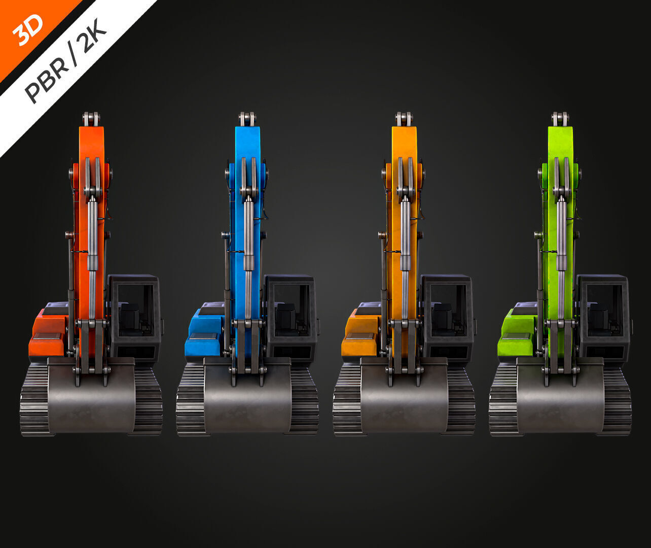 Excavator Low-poly 3D model_11